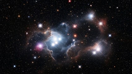 Vibrant Cosmic Nebula with Bright Stars in Deep Space.