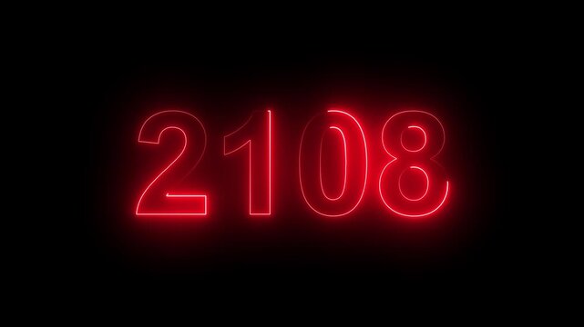 2107 Glowing Neon Line Text Animation, Powerful Abstract Neon Number Design in Stunning 4K Highlighting the Iconic and Important Year important date 2107.