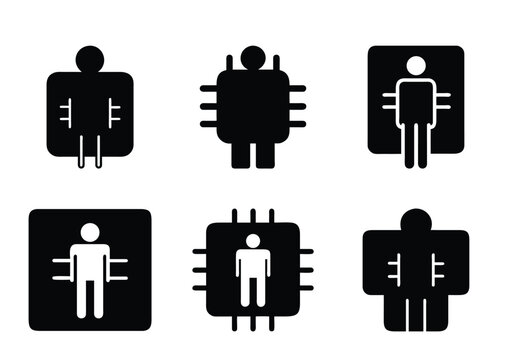 Six symbolic representations of human computer interaction and integrated technologies concept