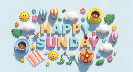 Obraz premium Happy Sunday Typography with Bright Cheerful Colors