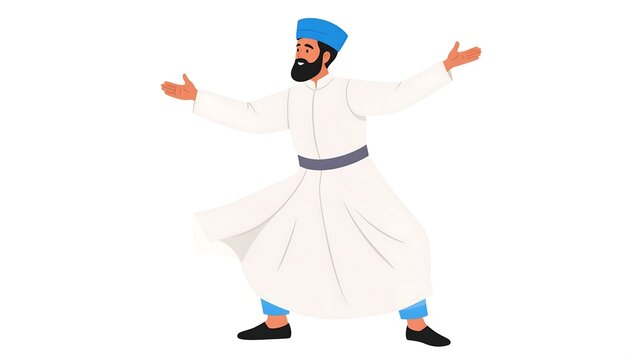 Bhangra Dancer in Traditional Attire with Arms Outstretched.