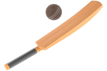 Cricket ball with cricket bat, transparent background
