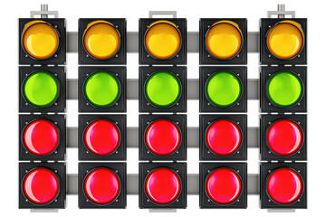 Start line racing starting lights system, transparent background