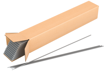 Welding sticks, pegs inside box. Stick electrode, welding rods, transparent background