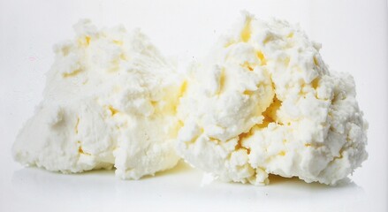 Artisanal organic cottage cheese with large, tender curds and fresh cream, showcasing traditional...