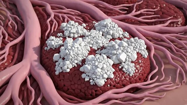 Microscopic View Of Calcification In Human Blood Vessels Showing Plaque Buildup And Arterial Disease Progression