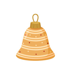 Golden Striped Christmas Bell Ornament