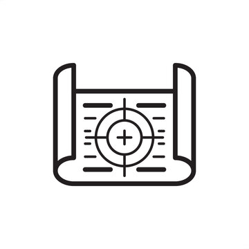 Project scope icon symbolizing defined boundaries, measurable deliverables, and clear objectives, representing strategic project management, work breakdown structure, change control, and planning.