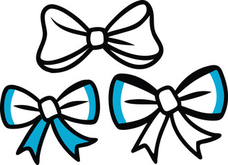 Vactor doodle icon of various decorative bow tie shapes.