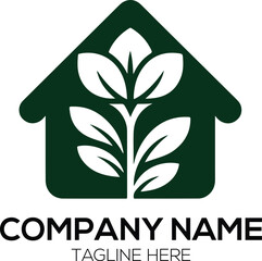 Green house with plant icon for eco-friendly sustainable living