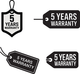 Five years warranty labels set, guarantee, quality assurance