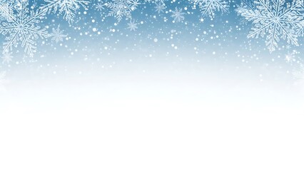Winter wonderland background with snowflakes and a soft blue gradient.