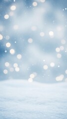 Winter wonderland scene with soft bokeh lights and snow.