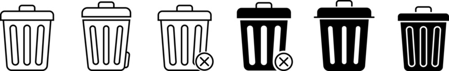 Collection of stylized water bottle icons in black and white