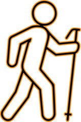 Simple icon of a person walking with hiking poles