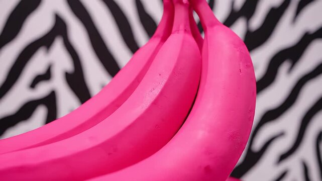 Pink bananas against a zebra print background.