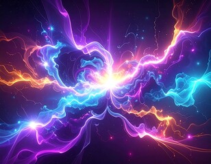 Obraz premium Abstract digital art of energy bursts in vibrant colors