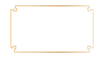 Rectangle vintage gold frame on transparent background for web presentation, double line horizontal border in oriental style for work project, Gold Picture Frame in Narrow png. vector illustration 