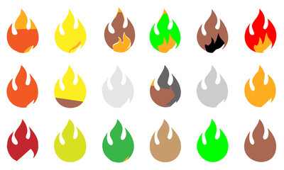 Color Gradient Flame Icons Set