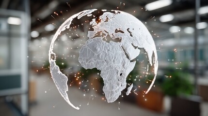 Digital globe network connecting world data across continents