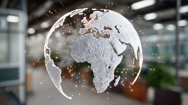 Digital globe network connecting world data across continents