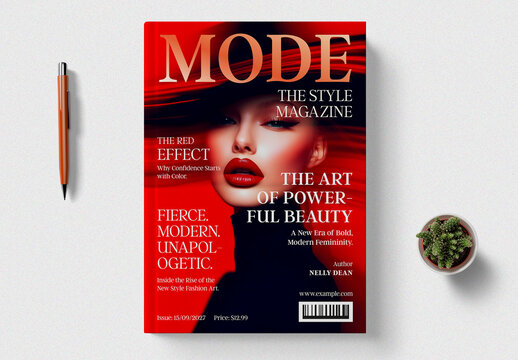 Magazine Cover Design Template Featuring Bold Layout