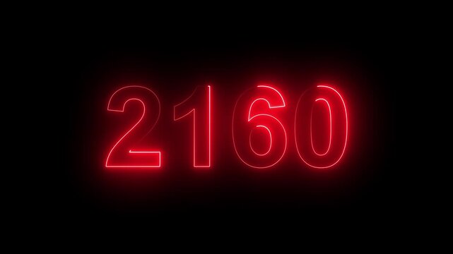 2160 Glowing Neon Line Text Animation, Powerful Abstract Neon Number Design in Stunning 4K Highlighting the Iconic and Important Year important date 2160.