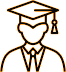 Graduation cap and gown icon representing education and achievement