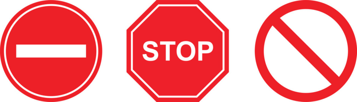 Red Sing Stop and warning symbol Vector.