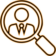 Magnifying glass over a person icon for search and analysis