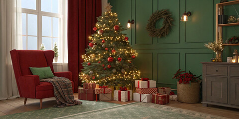 christmas tree with gift boxes