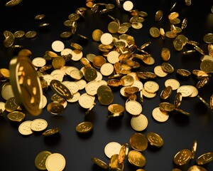 golden coins falling