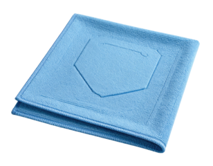 Folded light blue terry cloth with subtle, geometric pattern