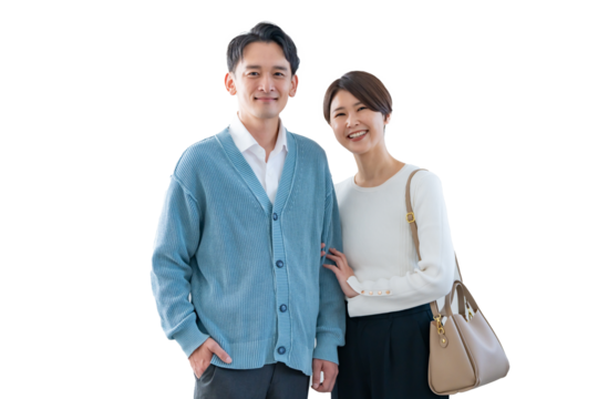 仲良しカップルの信頼関係を表すイメージ写真・背景透過