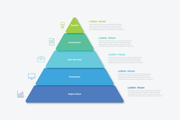 Business pyramid infographic design 5 step
