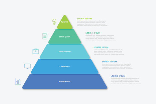 Business pyramid infographic design 5 step