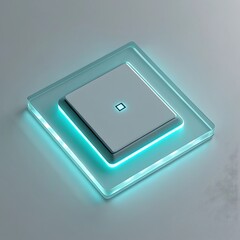 Abstract geometric shape with glowing blue light and metallic center