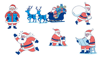 サンタクロースイラストセット_透過素材