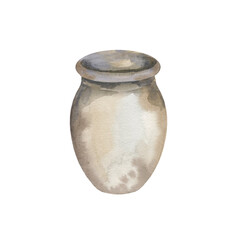 watercolor textured ceramic pot, jag for flowers, seedlings, vegetables, growing plants, hand drawn empty vase, clay, terracotta vase, container, home decor illustration for gardening blogs, picture