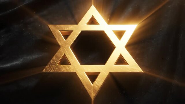 Radiant golden six-pointed star against a textured, shadowy background, with luminous rays emanating from within