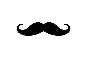 Classic black mustache silhouette on white background