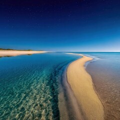 Coastal Sandbar Under Starlit Night Sky