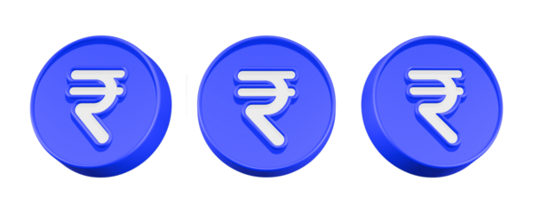 3d rendering icon rupee blue button