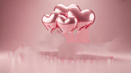 Romantic 3D Render of Soft Pink Heart Petals with Dreamy Mood