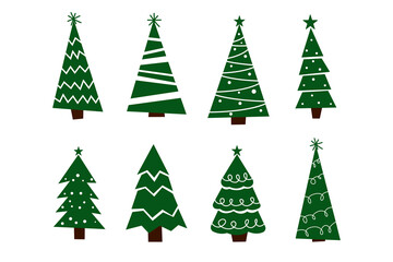 Obraz premium Collection of trees. tree set isolated on white background. vector illustration.