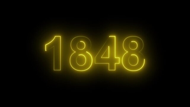 1848 Glowing Neon Line Text Animation, Powerful Abstract Neon Number Design in Stunning 4K Highlighting the Iconic and Important Year important date 1848.