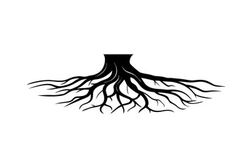 tree roots silhouette icon, vector, tree roots
