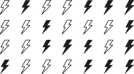 Black and white lightning bolt icons in a grid pattern