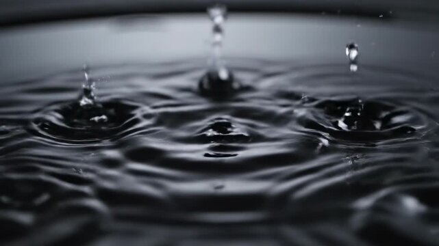Ephemeral Dance of Water: Capturing the graceful descent of water droplets into liquid. Every splash, a moment of ephemeral art.