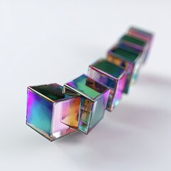 Colorful Iridescent 3D Cubes Arrangement